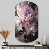 Harmonious Pink Grey Peony Flower II - Asymmetric Metal Wall Art