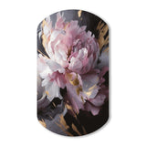 Harmonious Pink Grey Peony Flower II - Asymmetric Metal Wall Art