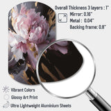 Harmonious Pink Grey Peony Flower II - Asymmetric Metal Wall Art