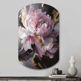 Harmonious Pink Grey Peony Flower II - Asymmetric Metal Wall Art