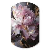 Harmonious Pink Grey Peony Flower II - Asymmetric Metal Wall Art