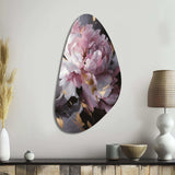 Harmonious Pink Grey Peony Flower II - Asymmetric Metal Wall Art