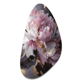 Harmonious Pink Grey Peony Flower II - Asymmetric Metal Wall Art