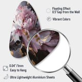 Harmonious Pink Grey Peony Flower II - Asymmetric Metal Wall Art