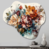 Blooming Vintage Flowers I - Asymmetric Metal Wall Art