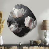 Cream Serenade Of Tulips I - Asymmetric Metal Wall Art