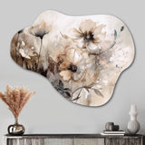 Delicate Warm Floral Impressions - Asymmetric Metal Wall Art