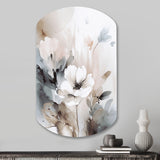 Delicate Grey Flowers IV - Asymmetric Metal Wall Art