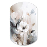 Delicate Grey Flowers IV - Asymmetric Metal Wall Art