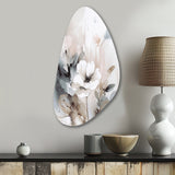 Delicate Grey Flowers IV - Asymmetric Metal Wall Art