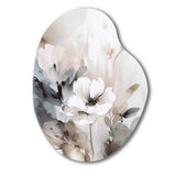 Delicate Grey Flowers IV - Asymmetric Metal Wall Art