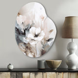 Delicate Grey Flowers IV - Asymmetric Metal Wall Art