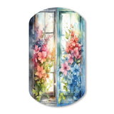 Window Of Floral Blooms I - Asymmetric Metal Wall Art