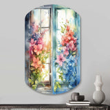 Window Of Floral Blooms I - Asymmetric Metal Wall Art