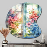 Window Of Floral Blooms I - Asymmetric Metal Wall Art