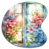 Window Of Floral Blooms I - Asymmetric Metal Wall Art