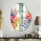 Window Of Floral Blooms I - Asymmetric Metal Wall Art