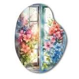 Window Of Floral Blooms I - Asymmetric Metal Wall Art