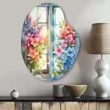 Window Of Floral Blooms I - Asymmetric Metal Wall Art