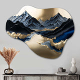 Golden Mountains And River - Asymmetric Metal Wall Art