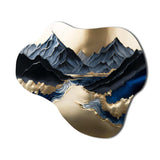 Golden Mountains And River - Asymmetric Metal Wall Art