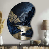 Gold Frosted River And Mountain III - Asymmetric Metal Wall Art