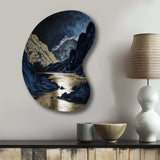 Gold Frosted River And Mountain III - Asymmetric Metal Wall Art