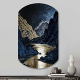 Gold Frosted River And Mountain III - Asymmetric Metal Wall Art