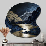 Gold Frosted River And Mountain III - Asymmetric Metal Wall Art