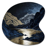 Gold Frosted River And Mountain III - Asymmetric Metal Wall Art