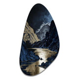 Gold Frosted River And Mountain III - Asymmetric Metal Wall Art