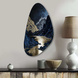 Gold Frosted River And Mountain III - Asymmetric Metal Wall Art