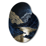 Gold Frosted River And Mountain III - Asymmetric Metal Wall Art