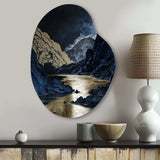 Gold Frosted River And Mountain III - Asymmetric Metal Wall Art