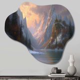 Early Morning View Of Lake And Moutains - Asymmetric Metal Wall Art