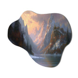 Early Morning View Of Lake And Moutains - Asymmetric Metal Wall Art