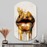 Gold Lips Of Luxury I - Asymmetric Metal Wall Art