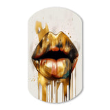 Gold Lips Of Luxury I - Asymmetric Metal Wall Art