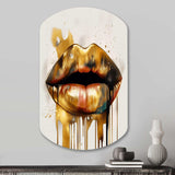 Gold Lips Of Luxury I - Asymmetric Metal Wall Art