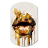 Gold Lips Of Luxury I - Asymmetric Metal Wall Art