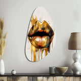 Gold Lips Of Luxury I - Asymmetric Metal Wall Art