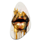 Gold Lips Of Luxury I - Asymmetric Metal Wall Art