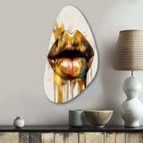 Gold Lips Of Luxury I - Asymmetric Metal Wall Art