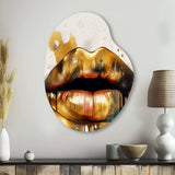 Gold Lips Of Luxury I - Asymmetric Metal Wall Art