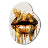 Gold Lips Of Luxury I - Asymmetric Metal Wall Art