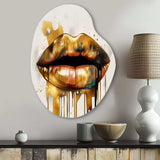 Gold Lips Of Luxury I - Asymmetric Metal Wall Art