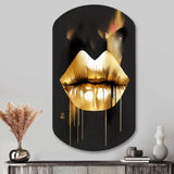 Gold Lips Of Luxury II - Asymmetric Metal Wall Art