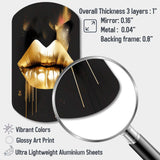 Gold Lips Of Luxury II - Asymmetric Metal Wall Art