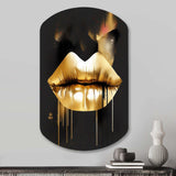 Gold Lips Of Luxury II - Asymmetric Metal Wall Art