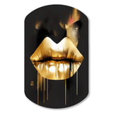 Gold Lips Of Luxury II - Asymmetric Metal Wall Art